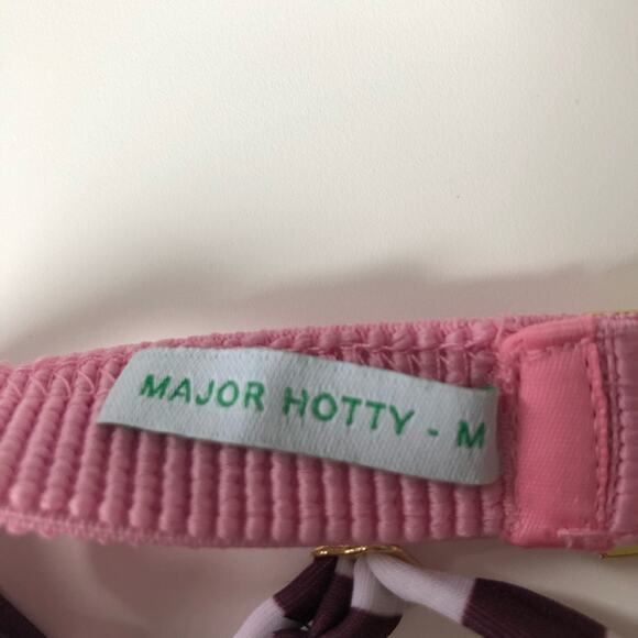 Rye Swimwear XOXO Bikini Top Merlot Stripe Triangle 2 Tone Purple Wine M EUC - Picture 13 of 14